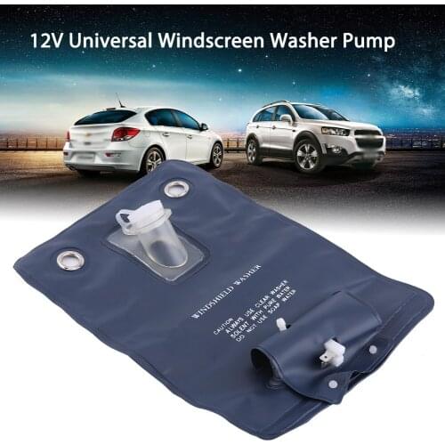 Universal Windshield Washer Pump Bag Set With Long Hose Jet Button Switch 12V Metal Plastic Car Accessory For Classic Car