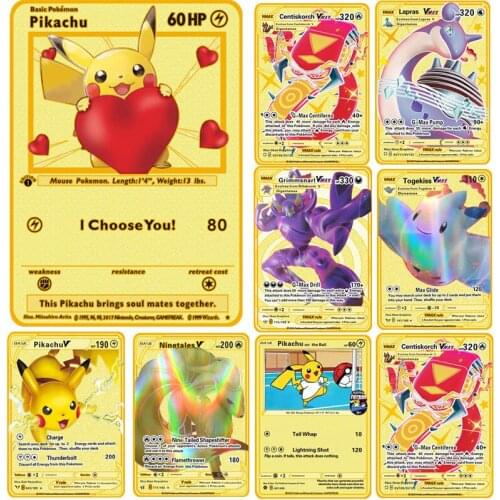 In stock! Pokemon VMAX V Kaarten Metalen Pikachu Venusaur Mew Grimmsnarl Kaart Collectie Gift Kids Game Collection Kaarten Toys