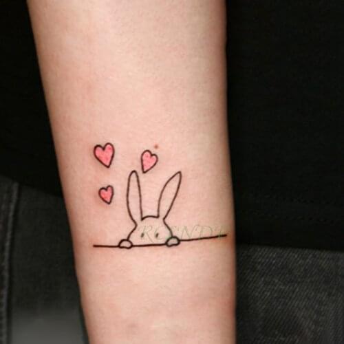 Waterproof Temporary Tattoo Sticker lovely heart rabbit animal tatto flash tatoo fake tattoos for kids men women