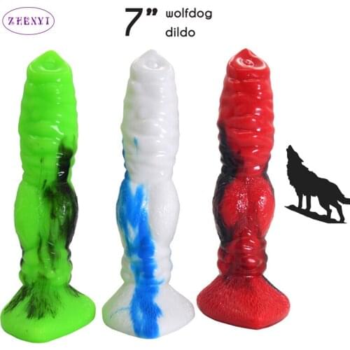 High Quality Super Realistic Wolf Dog Dildo Soft Loquid Silicone Animal Penis With Sex Toys For Women Female Masturbation Toys