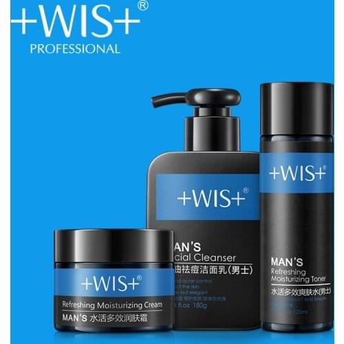 WIS Men Deep Cleansing Oil Control Refreshing Moisturizing Brightening Skin Care Set