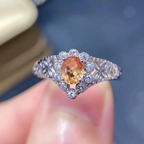 CoLife Jewelry 100% Natural Yellow Sapphire Ring 4*5mm Yellow Sapphire Silver Ring Vintage 925 Silver Sapphire Jewelry