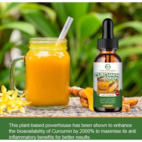 Minch Liquid Curcumin Drops For Brain Function Support, Pure Turmeric Extract for Back & Knees Discomfort Joint Support Oil 50ml