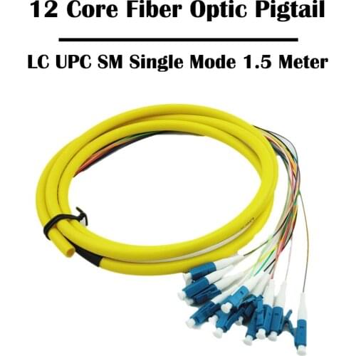 12 Core 1.5 Meters LC/UPC SM Single Mode Fiber Optic Pigtail FTTH Ethernet Networking Fiber Cable