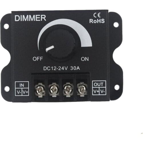 1CH 30A 360W black metal shell rotary dimming controller led dimmer DC12-24V