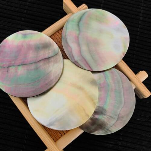 2pcs Natural Black Shell No Hole Large Round Disc Flat Circle Coin MOP Earring Necklace Charm Pendant Jewelry Accessory Finding