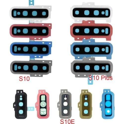 For Samsung Galaxy S10 S10 Plus S10e Rear Back Camera Glass Lens Cover With Frame Holder with Sticker Replacement Spare Parts