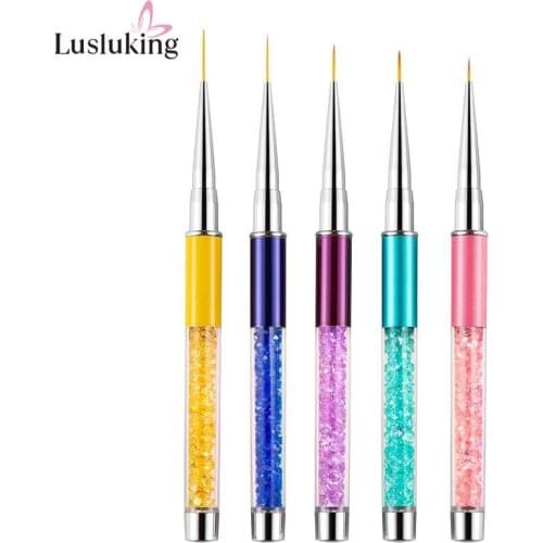 7/9/11/15/20mm Nail Art Liner Pen 3D UV Gel Acrylic Tip Stripes Drawing Painting Flower Brush Manicure Tools Rhinestone Handle