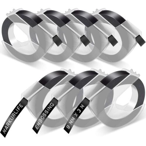 7 pack compatible for Dymo 3D embossing tape 9 mm*3 m for Dymo Omega and Junior label embossing machine for home use maker
