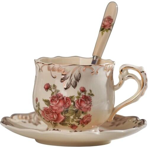 English Luxury Ceramic Coffee Cup European Porcelain Jingdezhen Latte Cup Tasse A Cafe Luxe Coffee Cups Espresso Vintage HH50BD