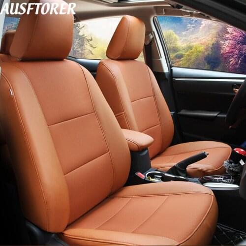 AUSFTORER PVC Leather Front & Rear Custom Fit Seat Covers for Toyota Corolla 2014-2017 Cover Seat Protector Accessories Complete