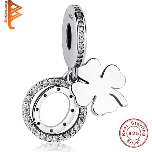 2019 Authentic 925 Sterling Silver Lucky Day Bead Clover Charms Fit Original European Bracelet Pendant DIY Jewelry Making