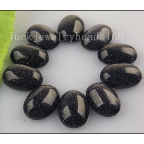 Free Shipping Women Fashion Jewelry 13x18mm Blue Goldstone Oval Pendant Bead Cabochon No Hole 10pcs C2699