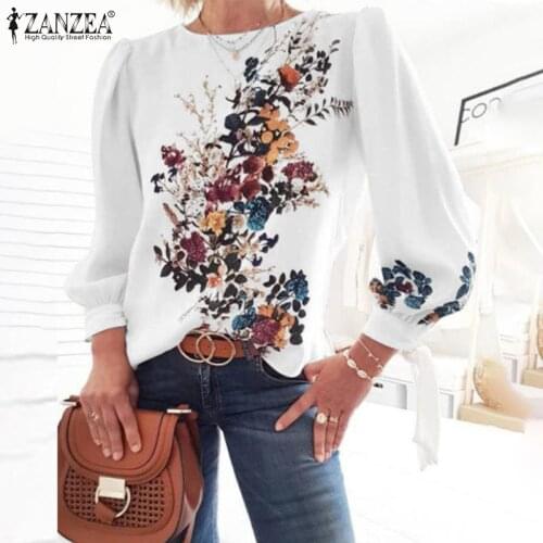 Plus Size ZANZEA Spring Floral Tops Women Bohemian Printed Blouse Casual Long Sleeve Lace Up Holiday Shirt Female Party Blusas 7