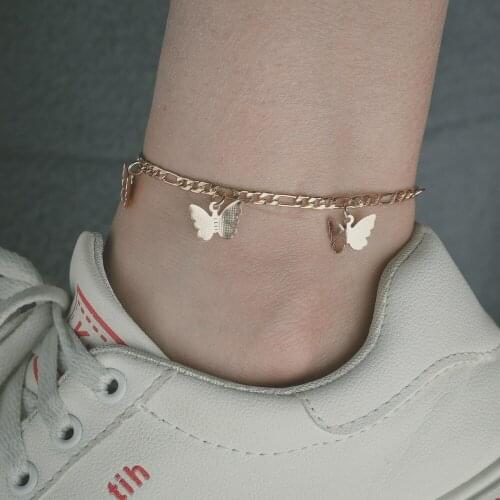 Gold Silver Color Bohemian Anklet Beach Foot Jewelry Leg Chain Butterfly Anklets for Women Barefoot Sandals Ankle Bracelet Feet