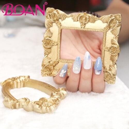 BQAN Retro Resin Photo Prop European Style Lace Gold Hollow Frame False Nail Art Plate Tips Practice Display Manicure Tool
