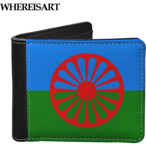 WHEREISART Gypsy Flag Printed Card Holder Wallet for Men Luxury Leather Women Moneyclip Wallet Small Coin Purse for Ladies