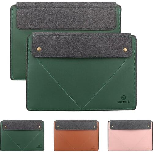 Laptop Sleeve Case Bag for MacBook Pro Air Xiaomi Lenovo 13.3 14 15 inch PU Leather Bag Case with Waterproof Liner Bag Case