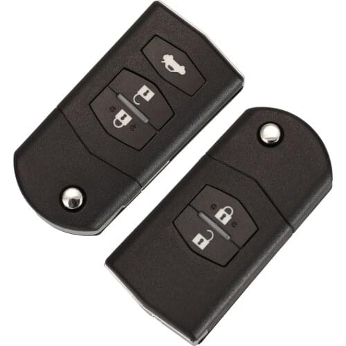 Jingyuqin 2/3 Button Remote Key Fob Shell Case For Mazda 2 3 5 6 CX-7 / CX-9 / MX-5 With Uncut Blade Replacement