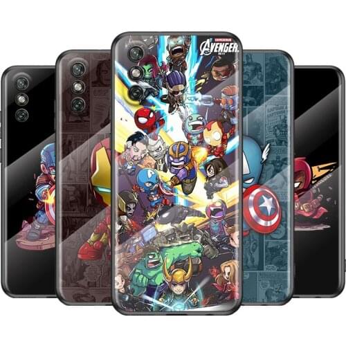 Tempered Glass Cover Marvel Avengers Super Hero For Huawei Y6 Y7 Y9 Y5P Y6P Y8S Y8P Y9A P Smart Z 2019 2020 2021 Phone Case