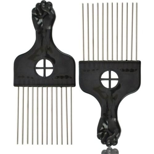Black Fist Afro Metal Comb African Hair Pik Comb Brush Salon Hairdressing Hairstyle Styling Tool Hair Care Comb