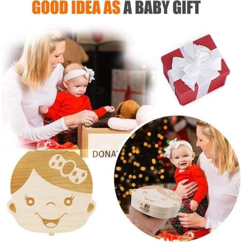 Wooden Baby Hair Deciduous Teeth Storage Box Organizer Umbilical Cord Collection Box Creative Wooden Gift Wood Storage Box