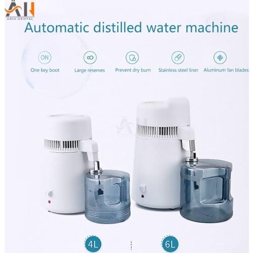 110V 220V Pure Water Distiller 4L/6L Dental Distilled Water Machine Filter Stainless Steel Electric Distillation Purifie