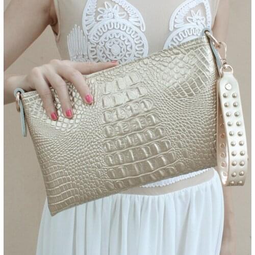 Women Envelope Bag Crocodile Pattern Leather Messenger Bags Crossbody Purses Handbag