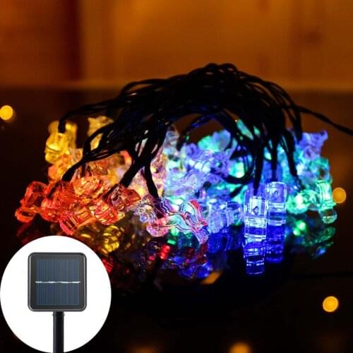 Solar Powered White Unicorn Horse Shape String Lights Gerlyanda Decorative LED Christmas Lights for Party Holiday Decor Garland