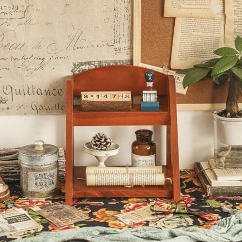 Корзины для хранения Office Desktop Storage Box Meat Shelf Retro Multi-function Wooden Multilayer Cosmetics Storages Lockers