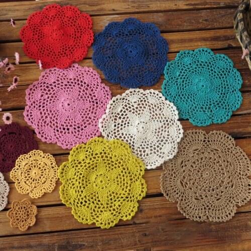 Handmade Round Cotton Placemat Cup Coaster Lace Crochet Tea Coffee Mug Cookware Doily Christmas Gift For Kitchen Table Mat