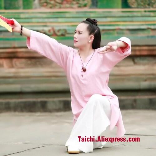 Linen Tai chi clothing Taijiquan female clothing Wudang clothes Kung Fu performance clothing Wushu Clothing martial art Uniforms