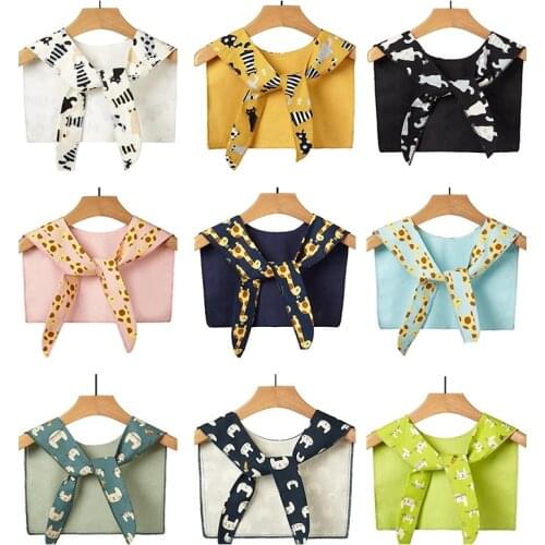 Cartoon Fake Collar Girls Boys Kids Detachable False Collar Faux Col Chemisie Printed Child Ties Women Navy Collar Shawl