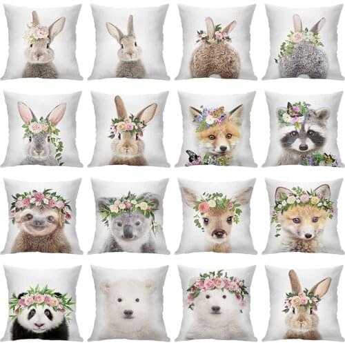 Cute Velvet Decorative Pillow Case 45X45 Cushion Covers Home Throw Pillows Flower PillowCase Rabbit Sofa Animal Cushion Cover