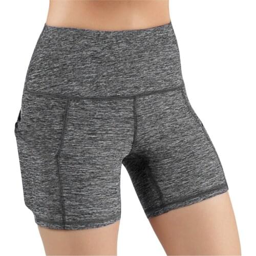 2021 New Womnen Yoga Pants Solid Pocket High-waist Tights Hip Stretch Underpants Running Fitness Yoga Shorts Training Pants E2