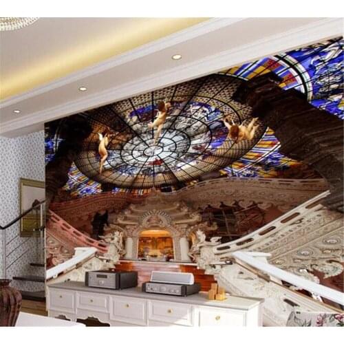 Beibehang Large Custom Wallpaper Mural Aristocratic Luxury European 3d Angel Stairway Paradise Background Wall