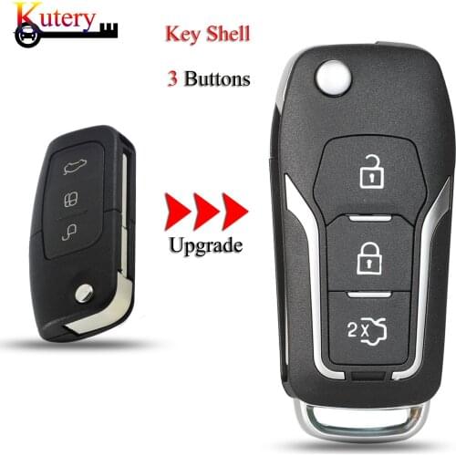 Kutery 10pcs/Lot Upgrade Folding Car Key Shell For Ford Focus 2 3 Mondeo 3Buttons With Uncut Blade Blank Remote Key Case Cover