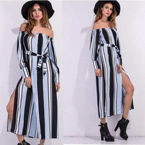 Split Dress Outer Model Real Shot European and American New Sexy One-Line Neck Tube Top Sbelt Female Skirt