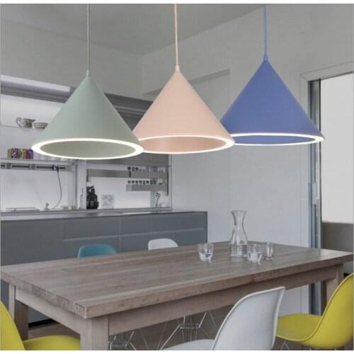 Nordic pendant lights for home lighting modern hanging lamp iron lampshade led bulb bedroom coffee kitchen light 90-260v e27