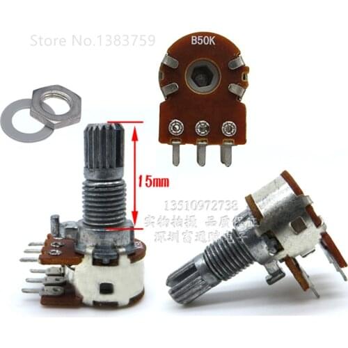 2pcs 12-type potentiometer Double B50K-15mm handle The volume adjustable potentiometer
