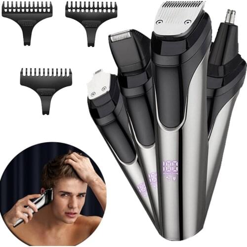 Professional Hair Clipper for Men 5 in 1 Hair Trimmer USB Rechargeable Waterproof Multifunctional Electric Hair Cutter Machines