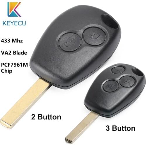 KEYECU for Renault Trafic Vauxhall Vivaro 2014 2015 2016 2017 Remote Key PCF7961M Chip 2 Button/3 Button 433Mhz Uncut VA2 Blade