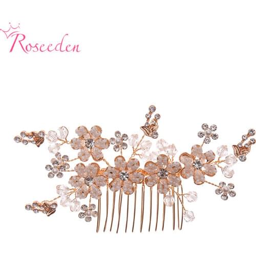 Romantic Silver Color Floral Bride Hair Comb Tiny Beaded Wedding Hair Jewelry Accessories Bridal Headpiece RE3161