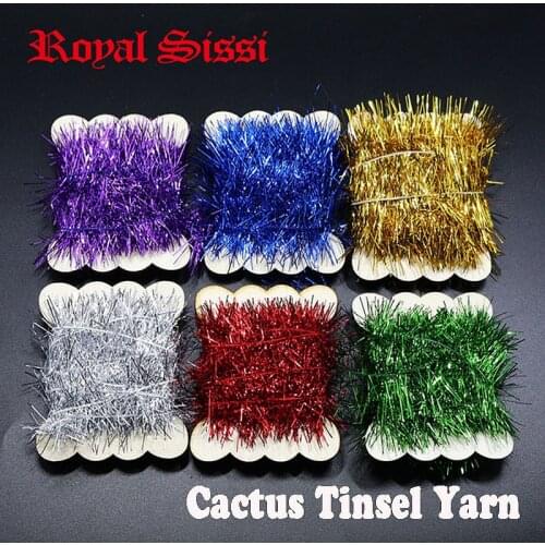 Royal Sissi 6 Cards/Set 6 Colors Assorted Fly tying long fiber cactus Tinsel yarn Flash flashabou chenile for saltwater pattern