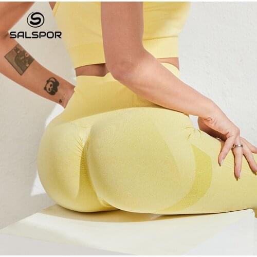 SALSPOR High Waist Leggings Sport Women Fitness Sexy Push Up Bubble Butt Leggins Femme Seamless Gym Running Leggins