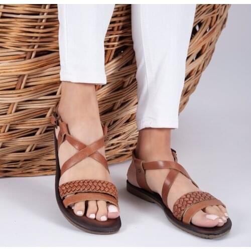 2021 Summer Women Vintage Premium Brown Orthopedic Open Toe Sandals Premium Non-slip Breathable Leather Casual Women Shoes