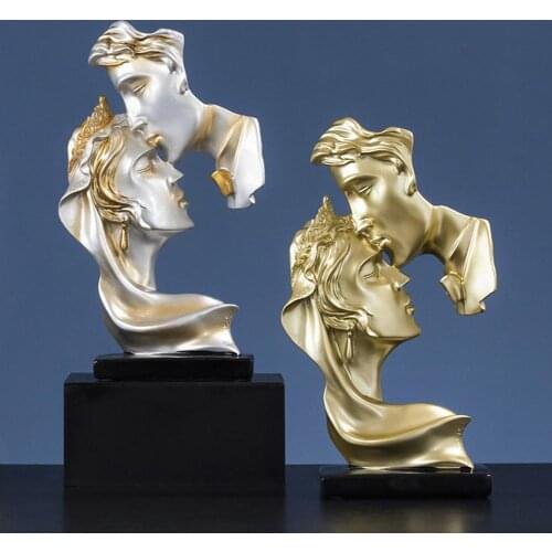 Resin Sculpture Passionate Kiss Sculpture Home Decoration Nordic Ornament Gift For Valentines Day Wedding