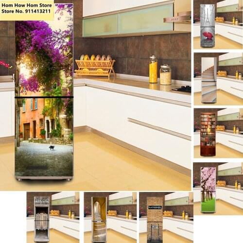 Peel & Stick Vinyl Wall Sticker Home Design Flowers Wallpaper Refrigerator Decoration Poster Waterproof Decoration Scenery Mural