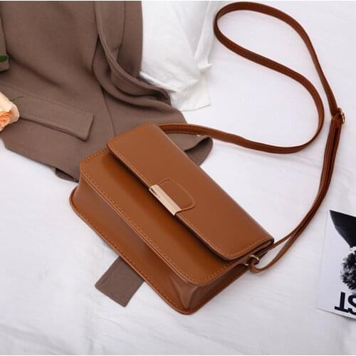 Womens Fashion Leather Simple Solid Handbag Small Shoulder Bags Crossbody Bags for Girls Messenger Bags mochila