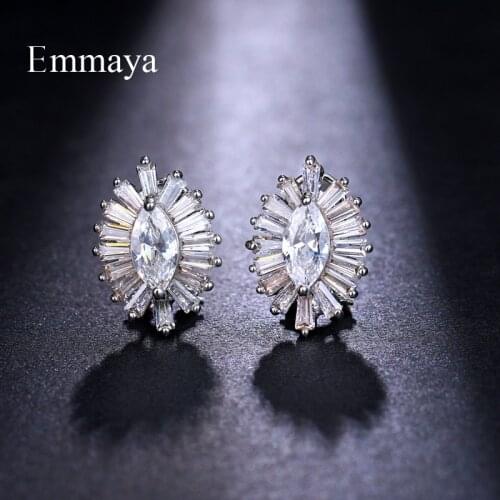 Emmaya Stud Zircon Sun Flower Stud Earrings Cubic Zirconia and Rose Gold For Women Luxury Party Gifts